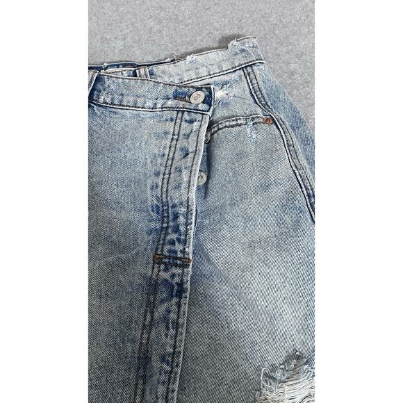 We The Free Twenty Four Cut Off Skirt SZ 24 Button Fly Distressed Raw Hem Boho - Picture 2 of 12